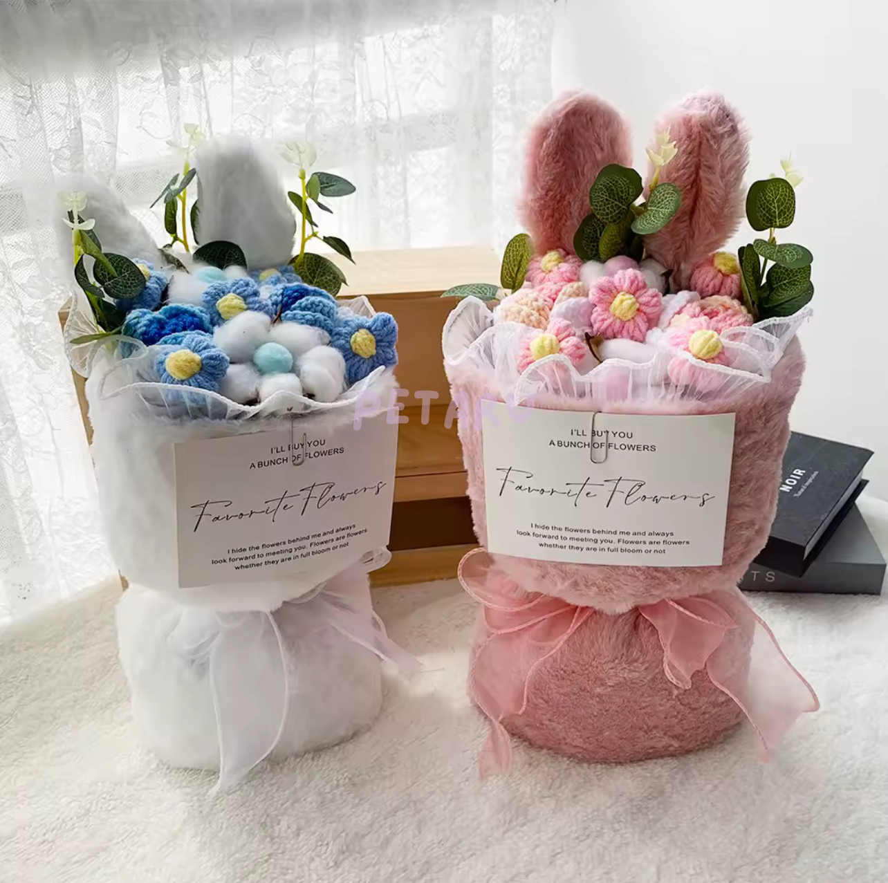 Rabbit Ears Plush Flower Crochet Bouquet