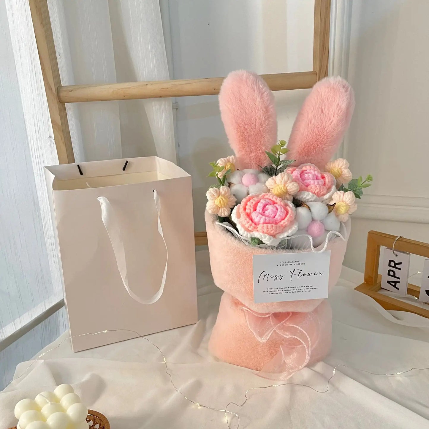 Rabbit Ears Plush Flower Crochet Bouquet