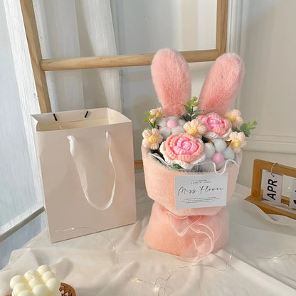 Rabbit Ears Plush Flower Crochet Bouquet