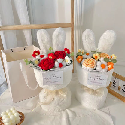 Rabbit Ears Plush Flower Crochet Bouquet