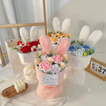 Rabbit Ears Plush Flower Crochet Bouquet