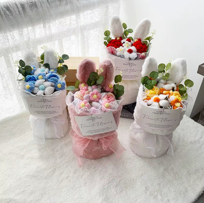 Rabbit Ears Plush Flower Crochet Bouquet