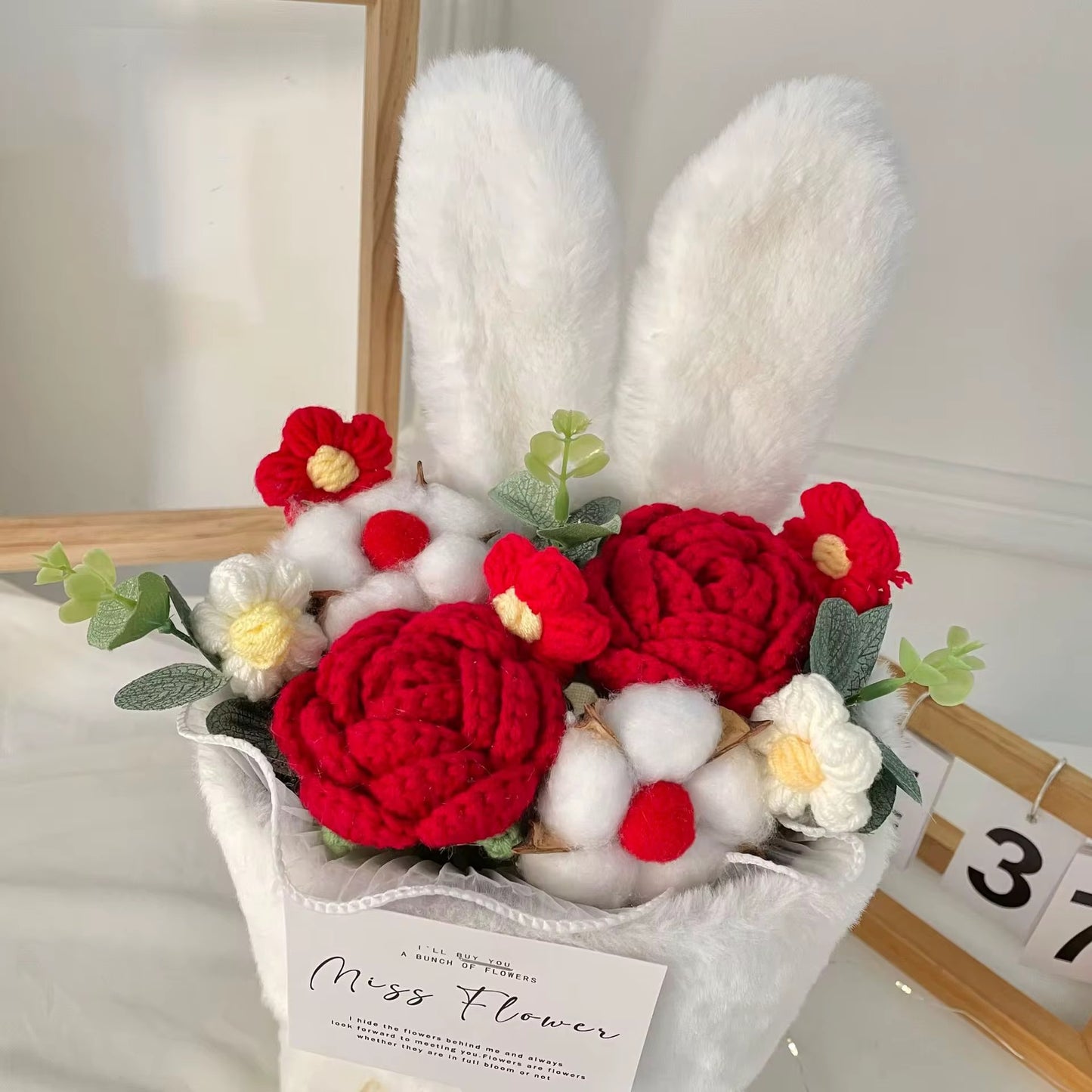 Rabbit Ears Plush Flower Crochet Bouquet