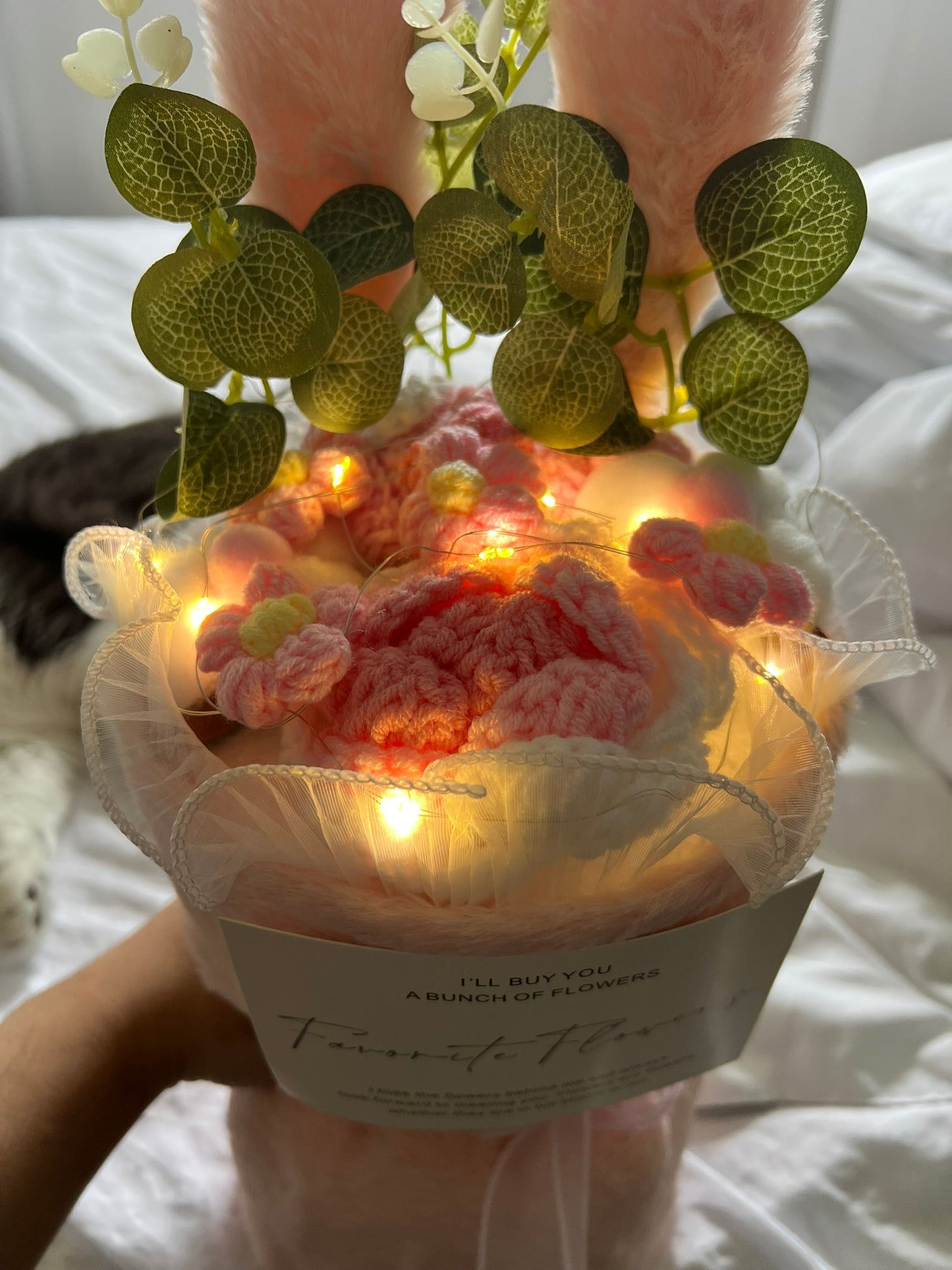 Rabbit Ears Plush Flower Crochet Bouquet